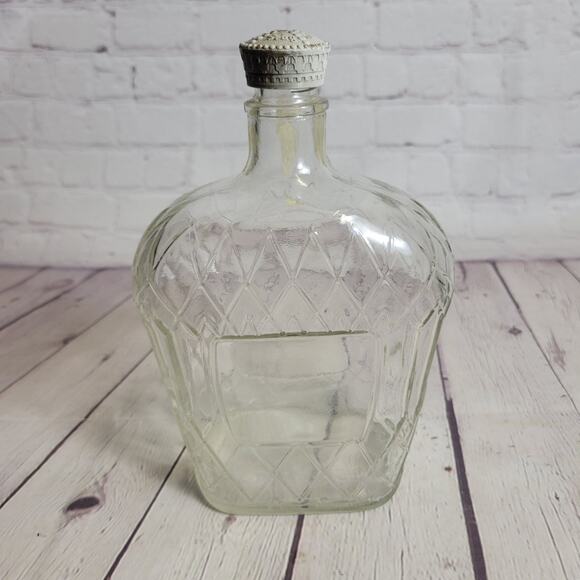 Empty Seagram's Crown Royal Whiskey Bottle 8 1/2" with lid - Picture 3 of 6